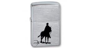 Зажигалка ZIPPO Bronco Cowboy, с покрытием Brushed Chrome, латунь/сталь, серебристая, 36x12x56 мм